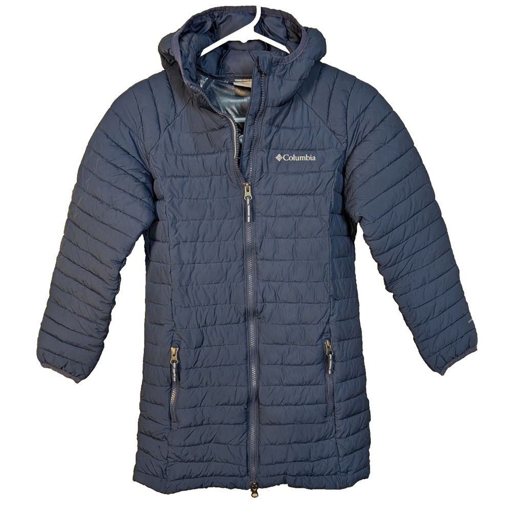 Columbia Omni-Heat Hooded Puffer Jacket Girls Size: M (10-12) Blue Winter Long